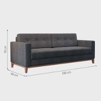 Sofá Com 3 Lugares Pés E Base Madeira Em Linho Cotton - 3
