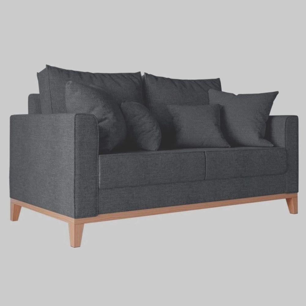 Sofá 2 Lugares Benny Base Pés Madeira Em Linho Cotton - 1