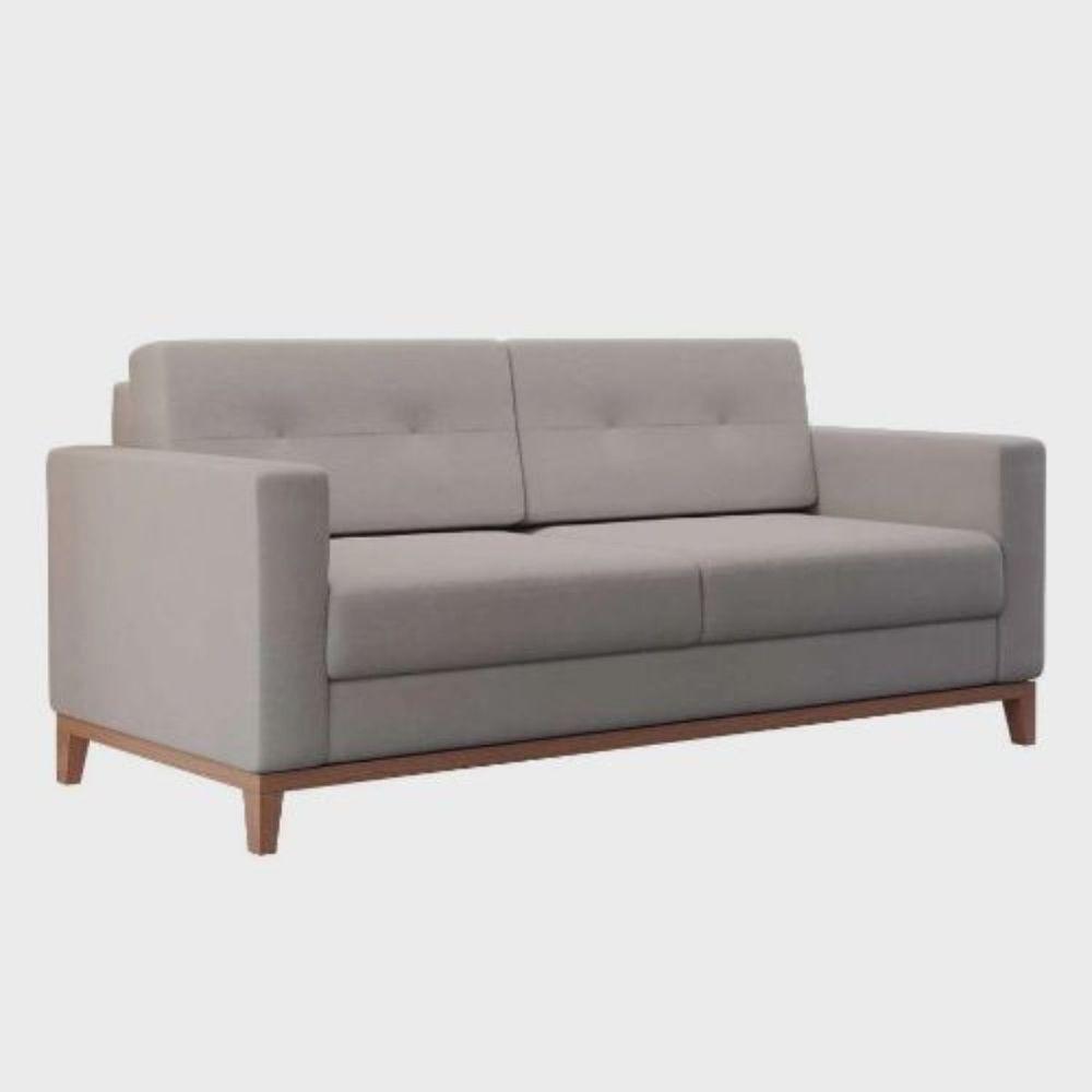 Sofá Com 3 Lugares Pés E Base Madeira Em Linho Cotton - 4