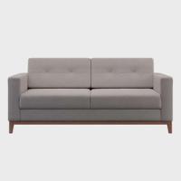 Sofá Com 3 Lugares Pés E Base Madeira Em Linho Cotton - 1