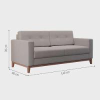 Sofá Com 3 Lugares Pés E Base Madeira Em Linho Cotton - 3