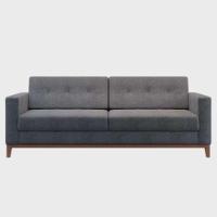 Sofá Com 3 Lugares Pés E Base Madeira Em Linho Cotton - 1