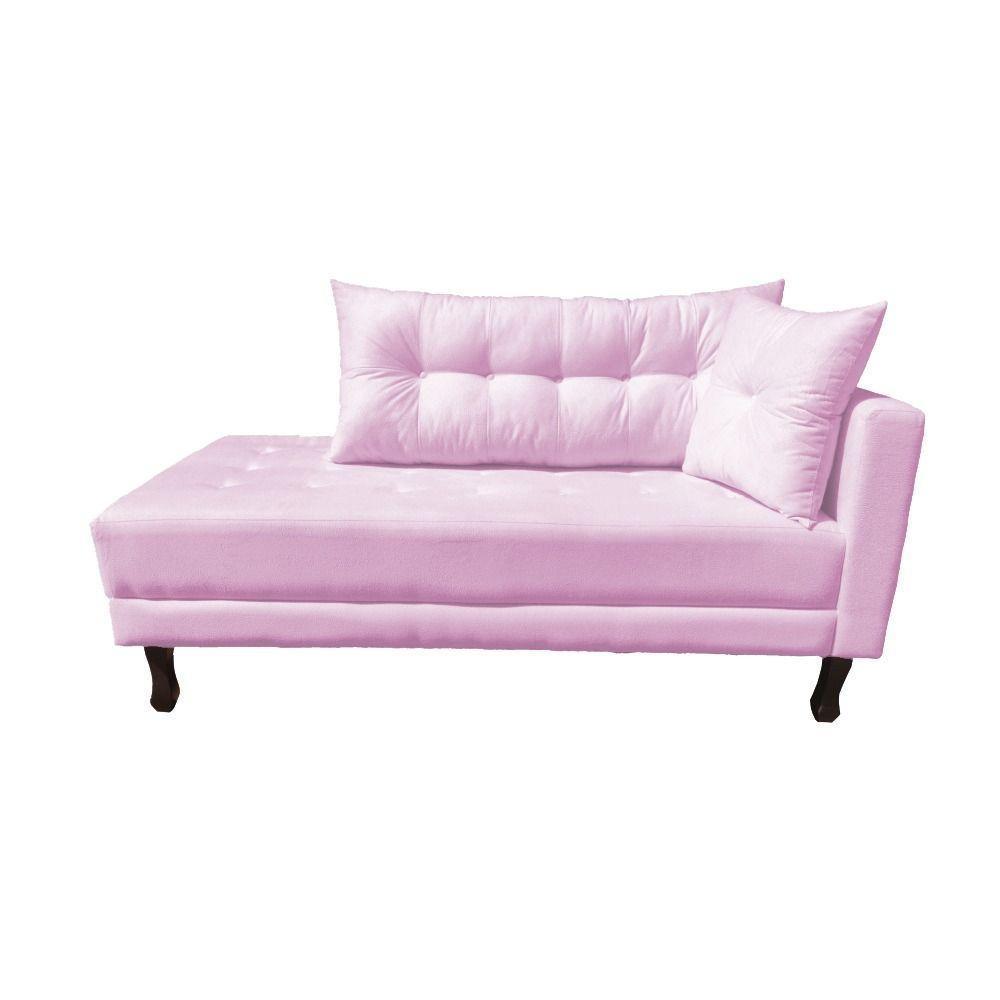 Divã Recamier Troya 2,00 Cm Lado Direito Suede Rosa Bebê - 1