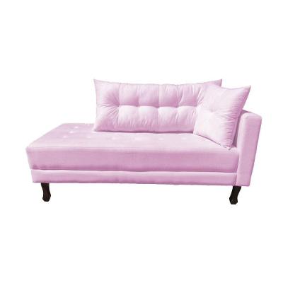 Divã Recamier Troya 2,00 Cm Lado Direito Suede Rosa Bebê