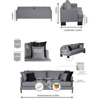 Sofá Living 3 Lugares Linho Corriente 2M Espuma Cinza - 9
