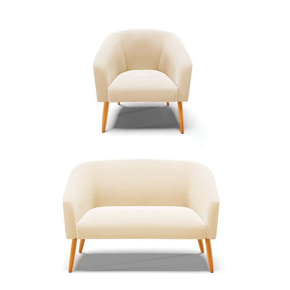 Kit 01 Namoradeira 02 Lugares E 01 Poltrona Suede Grafite - 1