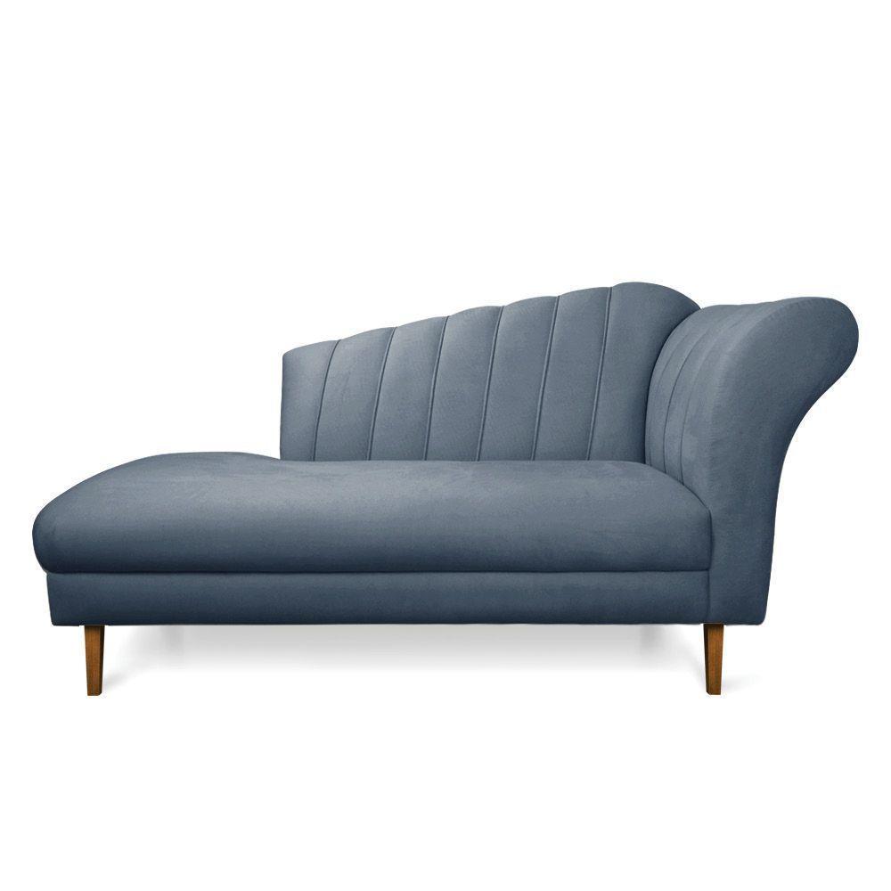 Divã Recife Suede Azul Marinho 165 Cm Pés Chanfrado Castanho - D'rossi - 7