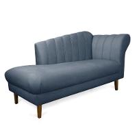 Divã Recife Suede Azul Marinho 165 Cm Pés Chanfrado Castanho - D'rossi - 1