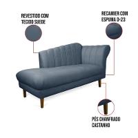 Divã Recife Suede Azul Marinho 165 Cm Pés Chanfrado Castanho - D'rossi