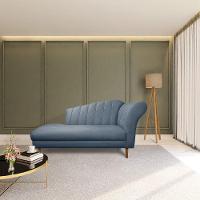 Divã Recife Suede Azul Marinho 165 Cm Pés Chanfrado Castanho - D'rossi - 8