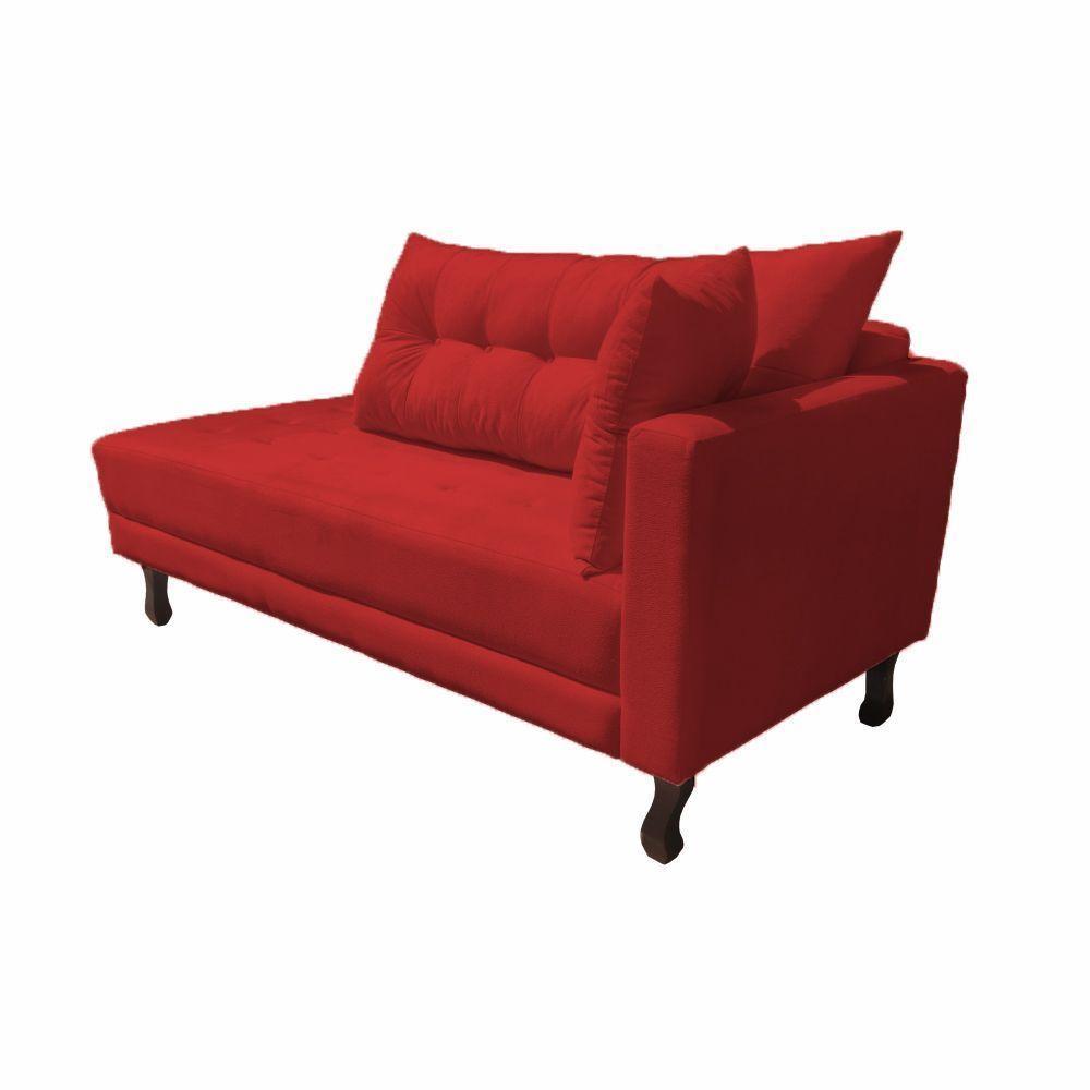 Divã Recamier Troya 1,80 Cm Lado Direito Suede Vermelho - 3