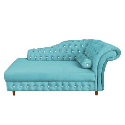 Divã Chesterfield Juliette 160cm Pés Chanfrado Azul Turquesa