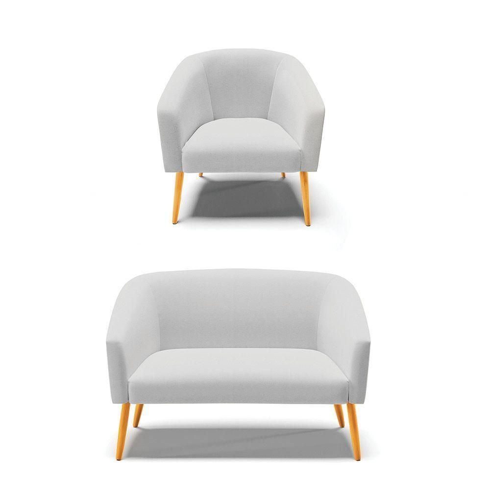 Kit 01 Namoradeira 02 Lugares E 01 Poltrona A05 Cinza - 1