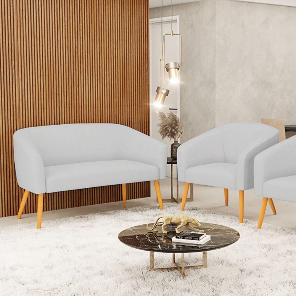 Kit 01 Namoradeira 02 Lugares E 01 Poltrona A05 Cinza - 8