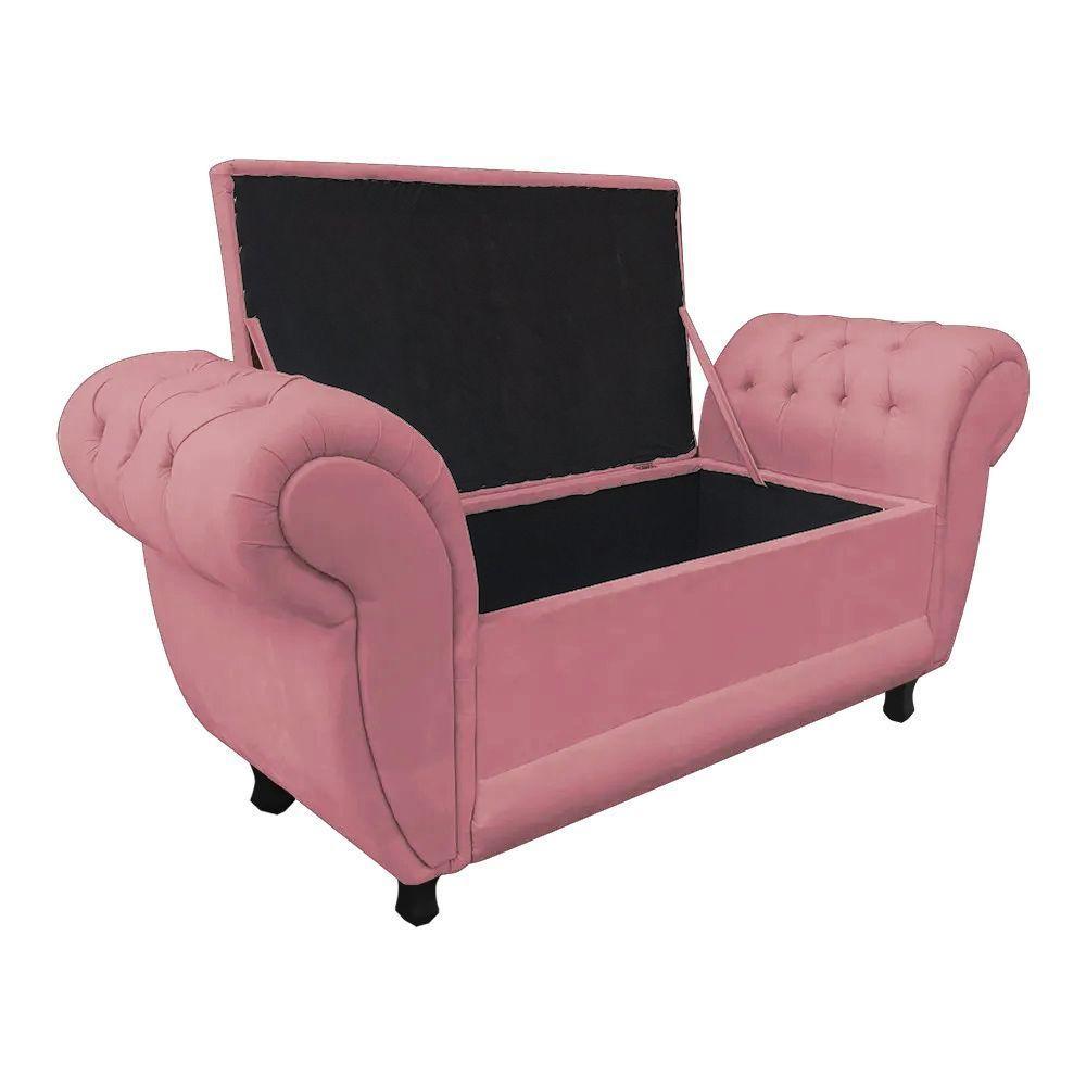 Divã Recamier Com Baú Grécia 1,55 Cm Suede Rose - 2