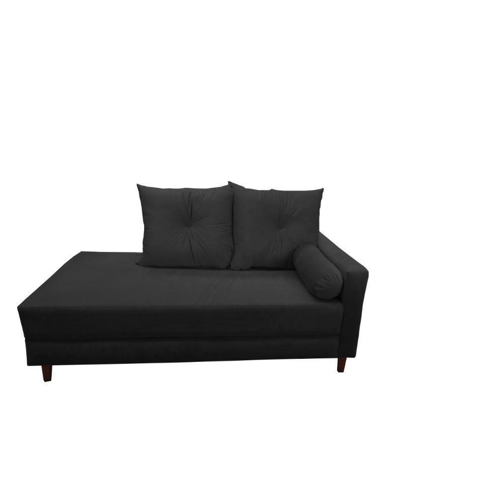 Divã Recamier Berlim 1,60 Cm Lado Direito Suede Preto - 1