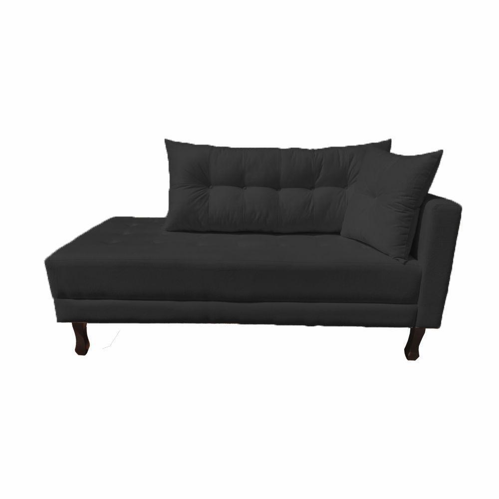 Divã Recamier Troya 1,80 Cm Lado Direito Suede Preto - 1