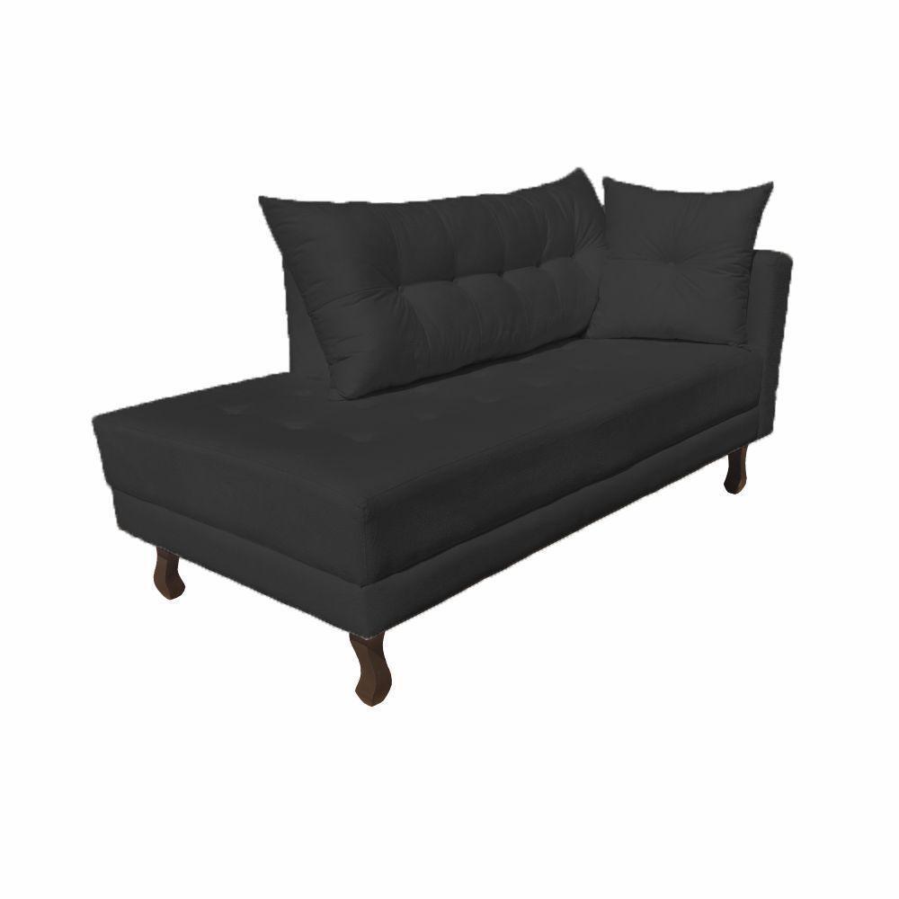 Divã Recamier Troya 1,40 Cm Lado Direito Suede Preto - 2