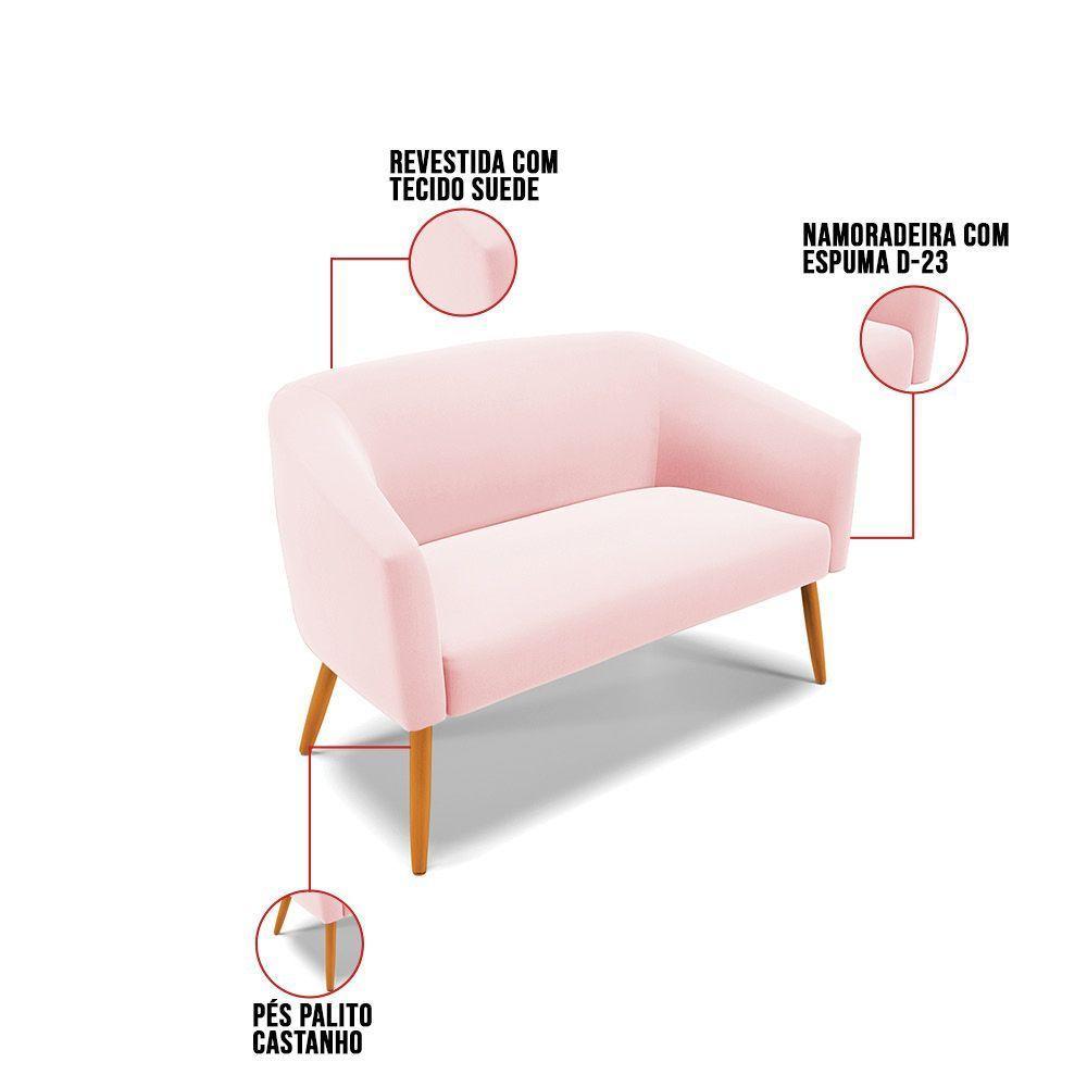 Kit 01 Namoradeira 02 Lugares E 02 Poltronas Rosa Bebê - 5