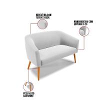 Kit 01 Namoradeira 02 Lugares E 01 Poltrona Suede Cinza - 5