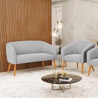 Kit 01 Namoradeira 02 Lugares E 01 Poltrona Suede Cinza - 8