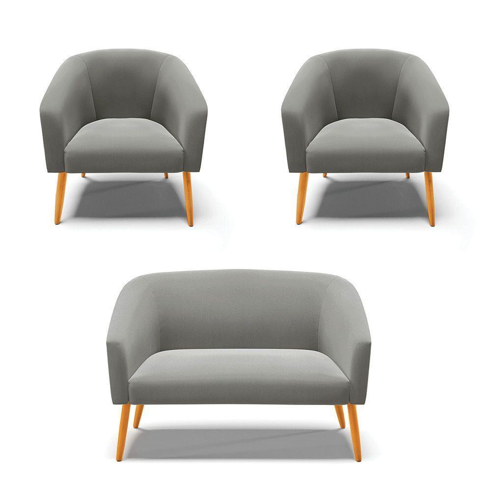 Kit 01 Namoradeira 02 Lugares E 02 Poltronas Suede Grafite - 1