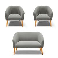 Kit 01 Namoradeira 02 Lugares E 02 Poltronas Suede Grafite - 1