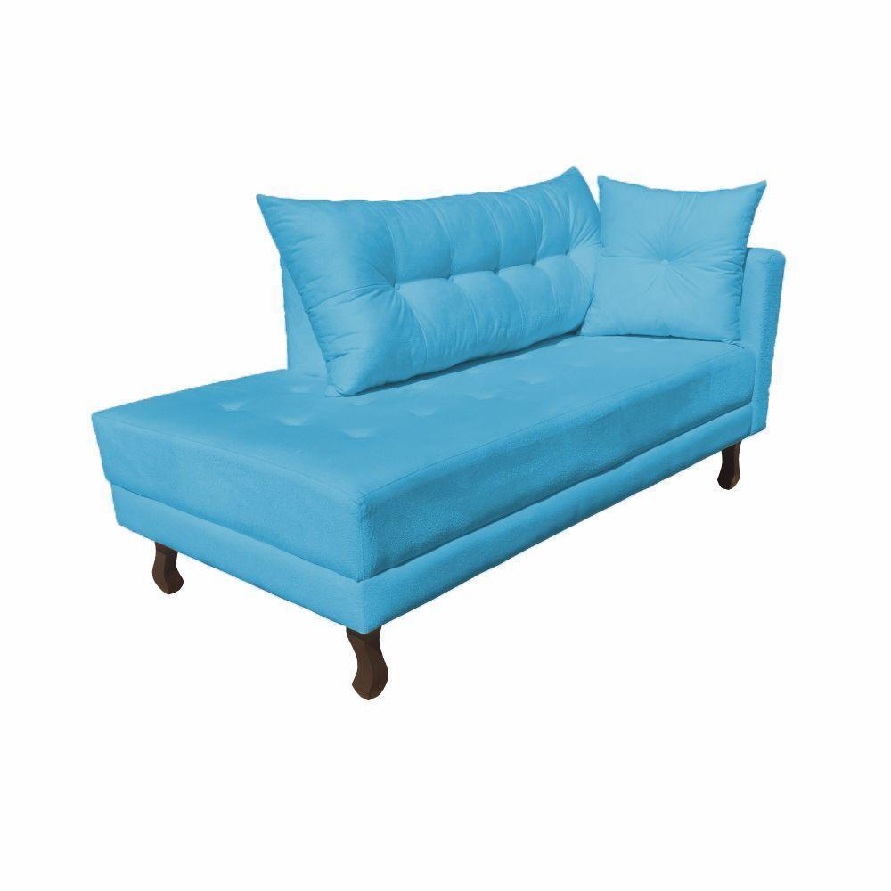 Divã Recamier Troya 1,80 Cm Suede Azul Turquesa - 3