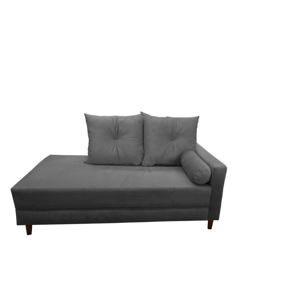 Divã Recamier Berlim 1,60 Cm Lado Direito Suede Cinza - 1