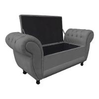 Divã Recamier Com Baú Grécia 1,55 Cm Suede Grafite - 2