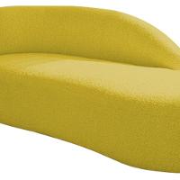 Kit Divã Luna 140cm Lado Direito E 01 Poltrona Base De Ferro Preto Suede Cor Amarelo