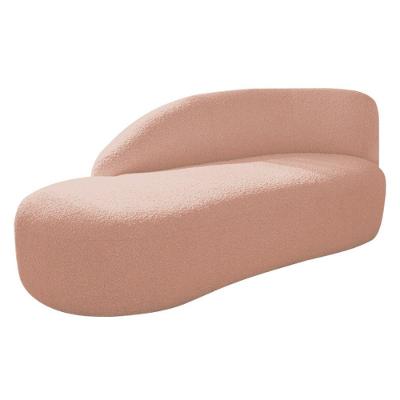 Divã Recamier Curvo Luna 185cm Lado Esquerdo Suede Rosê