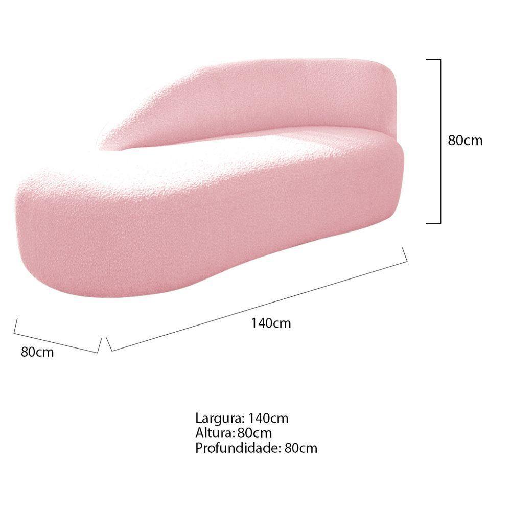 Kit Divã Luna 140cm Lado Esquerdo E 01 Poltrona Base De Ferro Dourado Suede Cor Rosa Bebê - 8