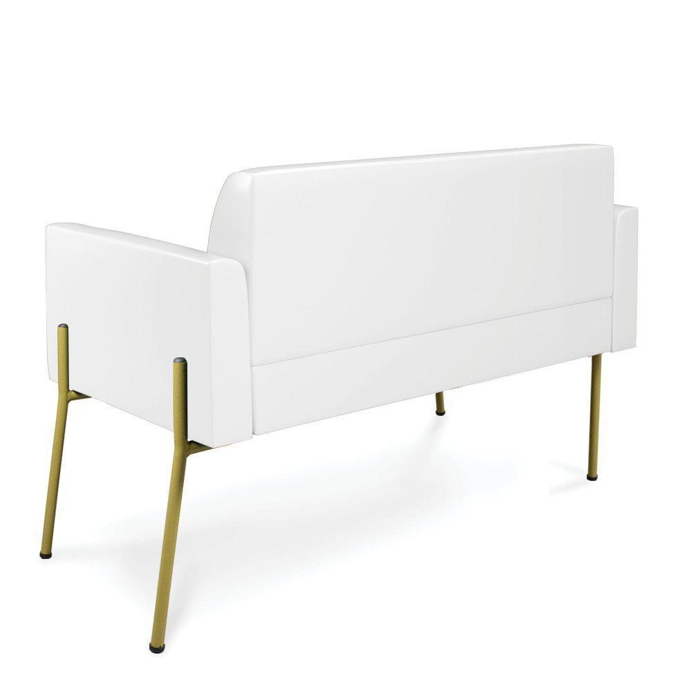 Sofá Namoradeira 2 Lugares Pé De Ferro Dourado Marisa Corano D03 Branco - 3