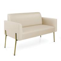 Sofá Namoradeira 2 Lugares Pé De Ferro Dourado Marisa Corino D03 Bege - 1