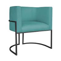 Kit Divã Luna 140cm Lado Direito E 01 Poltrona Base De Ferro Preto Suede Cor Azul Turquesa - 6