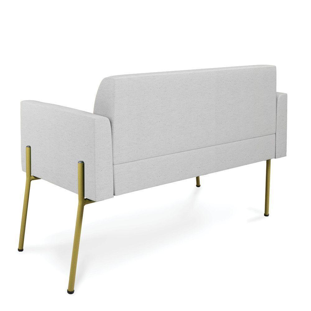 Sofá Namoradeira 2 Lugares Pé De Ferro Dourado Marisa Linho Cinza D03 - 2