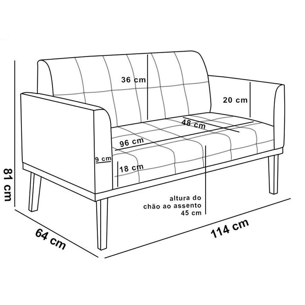 Poltrona Namoradeira Decorativa Pés Fixo Em Madeira Preto Suede Marrom 19 - 7
