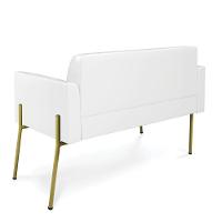Sofá Namoradeira 2 Lugares Pé De Ferro Dourado Marisa Corano Branco D03 - 2