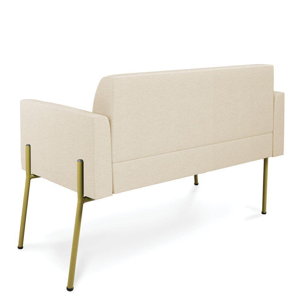 Sofá Namoradeira 2 Lugares Pé De Ferro Dourado Marisa Linho D03 Bege - 2