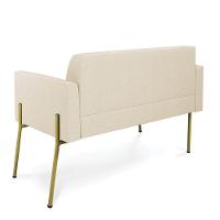 Sofá Namoradeira 2 Lugares Pé De Ferro Dourado Marisa Linho D03 Bege - 2