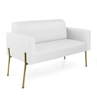 Sofá Namoradeira 2 Lugares Pé De Ferro Dourado Marisa Corino D03 Branco - 1