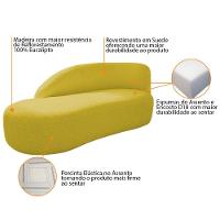 Kit Divã Luna 140cm Lado Esquerdo E 01 Poltrona Base De Ferro Dourado Suede Cor Amarelo - 10
