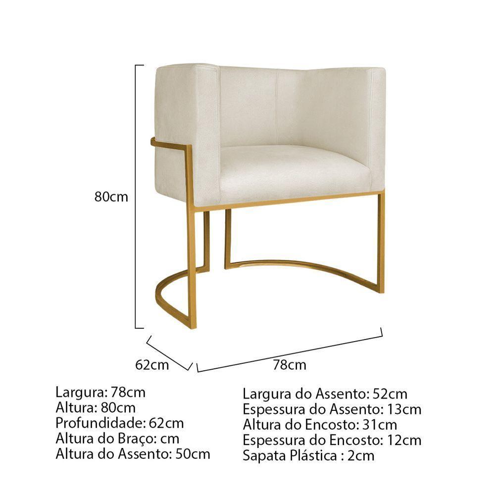 Kit Divã Luna 140cm Lado Direito E 01 Poltrona Base De Ferro Dourado Linho Cor Bege - 7