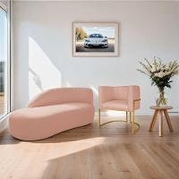 Kit Divã Luna 140cm Lado Esquerdo E 01 Poltrona Base De Ferro Dourado Suede Cor Rosê - 7