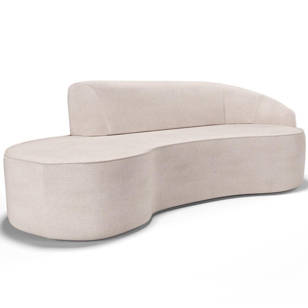 Sofá 3 Lugares Curvo Sala De Estar Living Firenze Direito D02 Linho Cru 210 Cm D-461 - 1