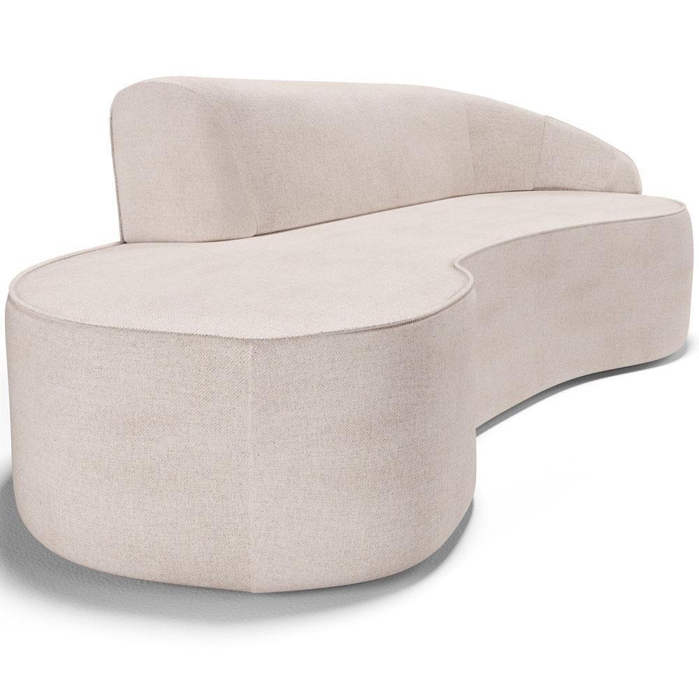 Sofá 3 Lugares Curvo Sala De Estar Living Firenze Direito D02 Linho Cru 210 Cm D-461 - 4