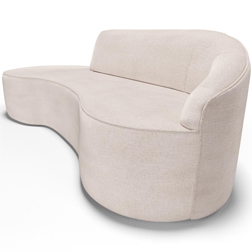 Sofá 3 Lugares Curvo Sala De Estar Living Firenze Direito D02 Linho Cru 210 Cm D-461 - 5