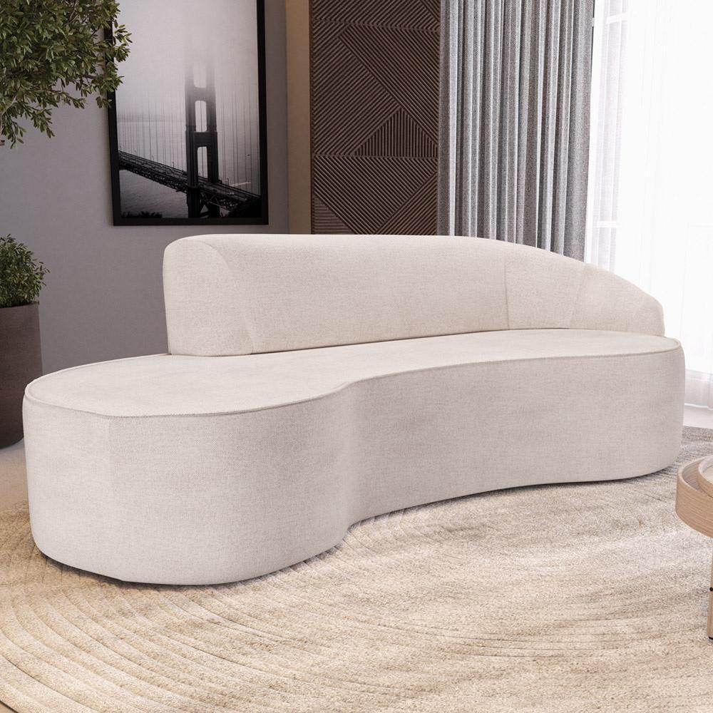 Sofá 3 Lugares Curvo Sala De Estar Living Firenze Direito D02 Linho Cru 210 Cm D-461 - 7