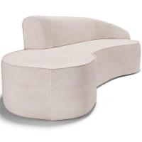 Sofá 3 Lugares Curvo Sala De Estar Living Firenze Direito D02 Linho Cru 210 Cm D-461